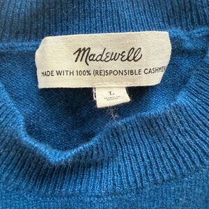 Madewell Blue Cashmere Crewneck Sweater size L
